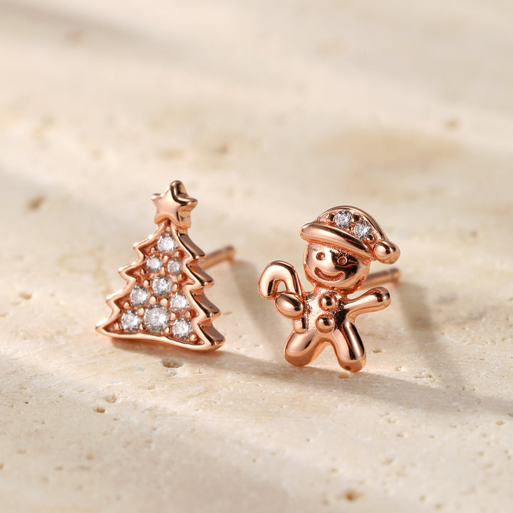 Boucles d’oreilles Christmas Tree & Gingerbread Argent Sterling
