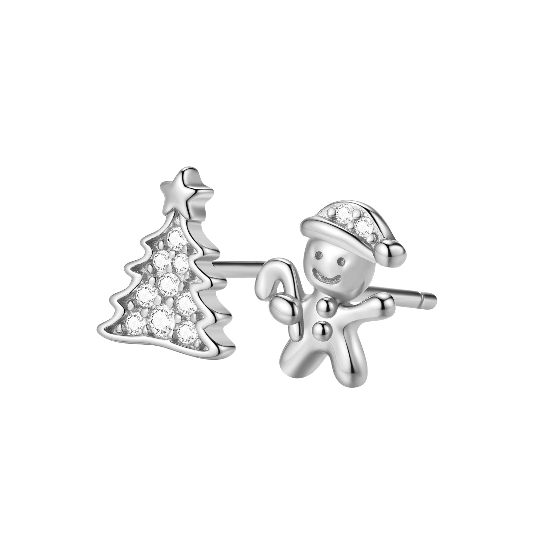 Weihnachtsbaum und Lebkuchen Ohrstecker Sterling Silber