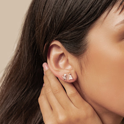 Weihnachtsbaum und Lebkuchen Ohrstecker Sterling Silber