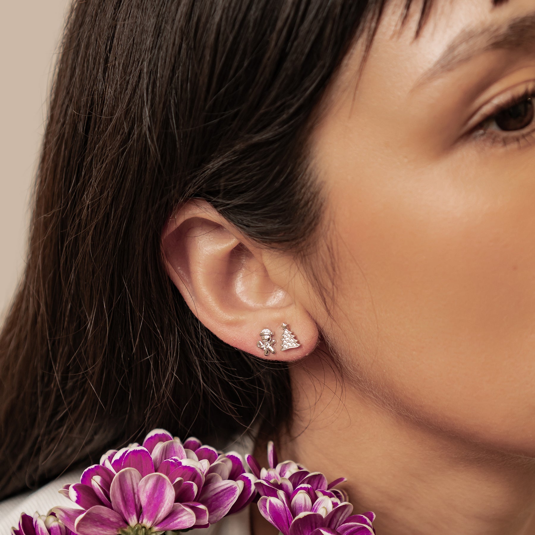 Boucles d’oreilles Christmas Tree & Gingerbread Argent Sterling