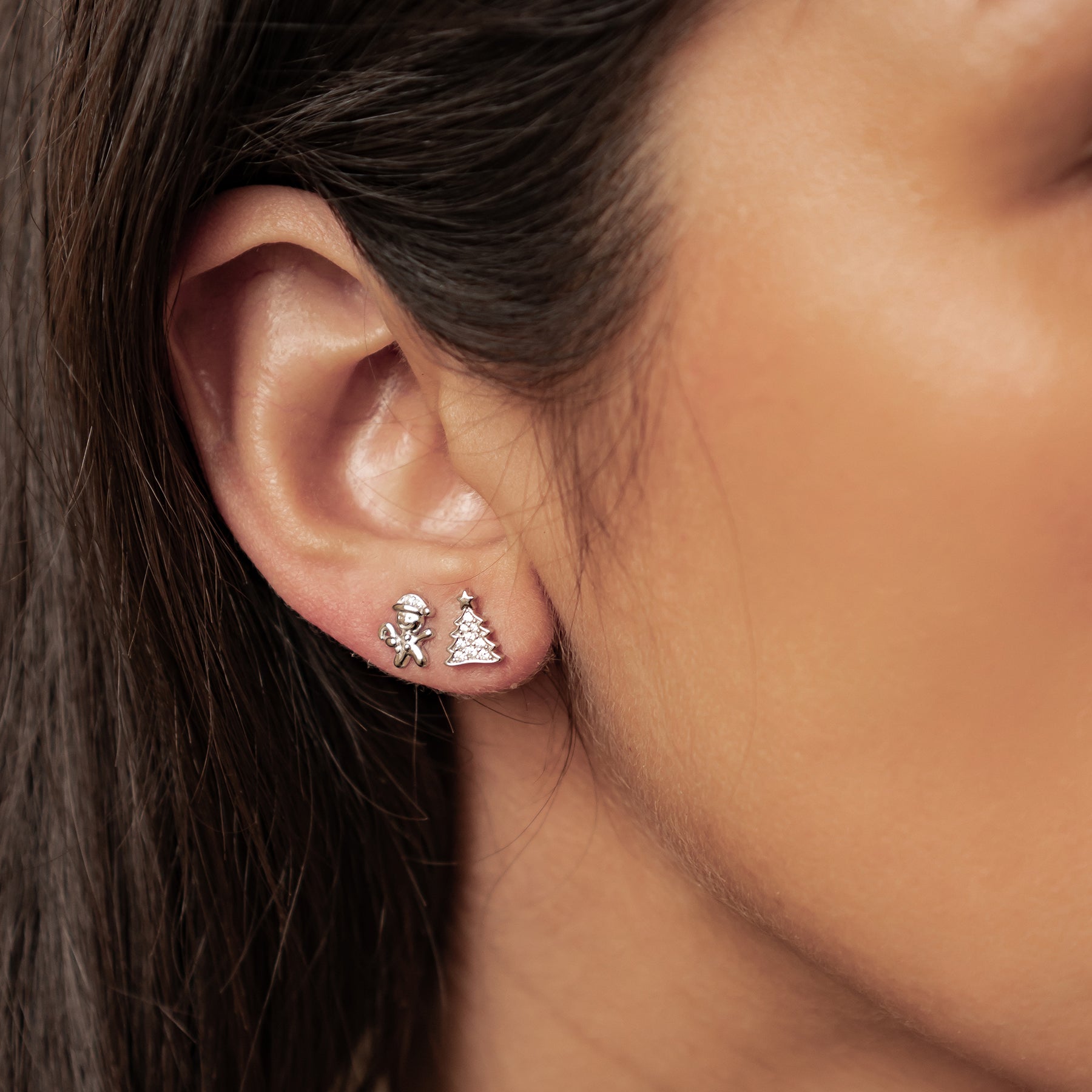 Boucles d’oreilles Christmas Tree & Gingerbread Argent Sterling