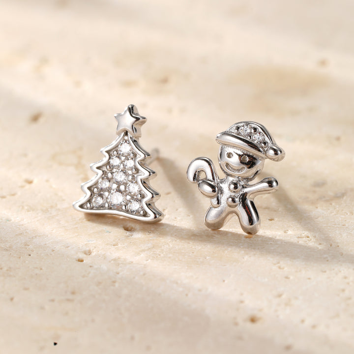 Boucles d’oreilles Christmas Tree & Gingerbread Argent Sterling