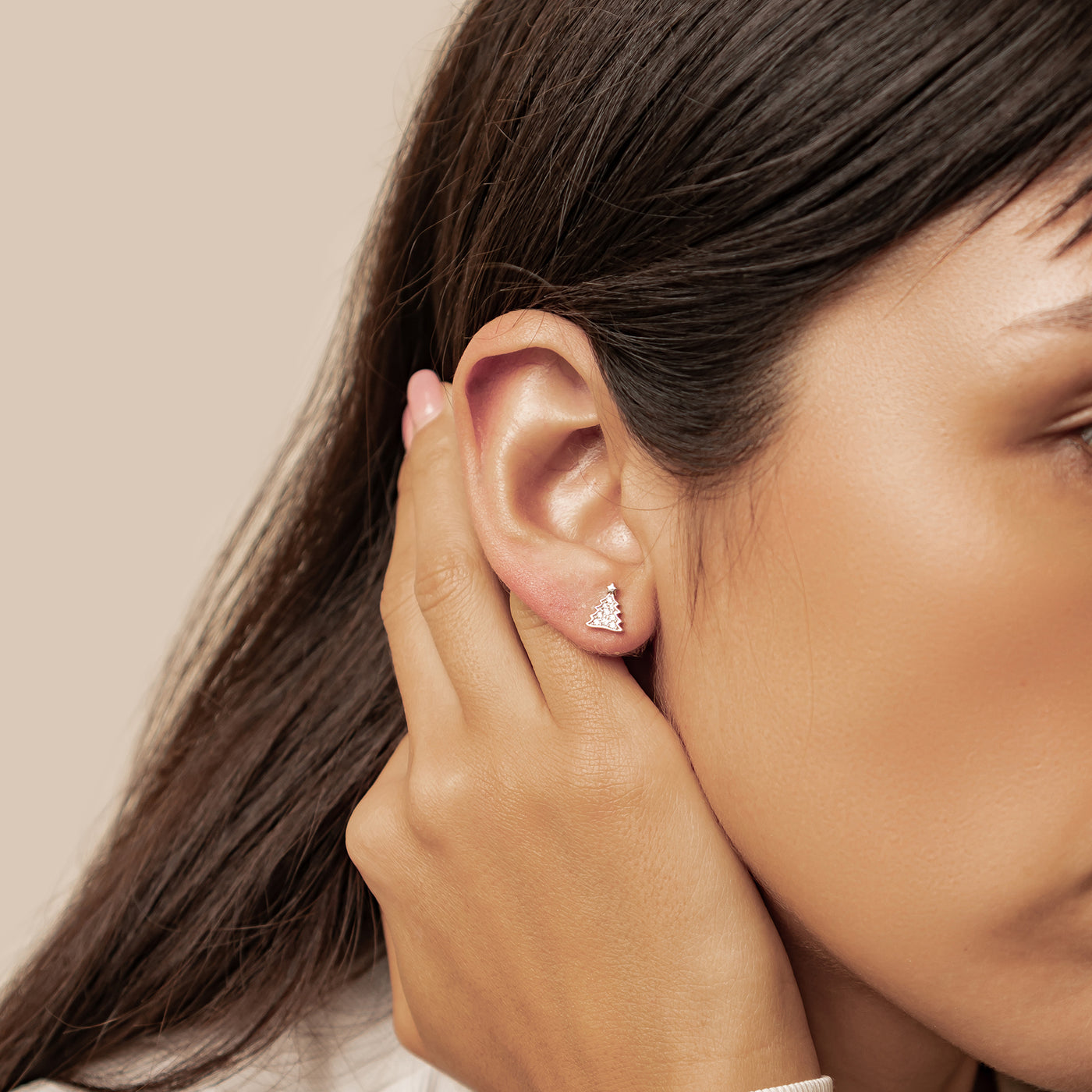 Weihnachtsbaum und Lebkuchen Ohrstecker Sterling Silber