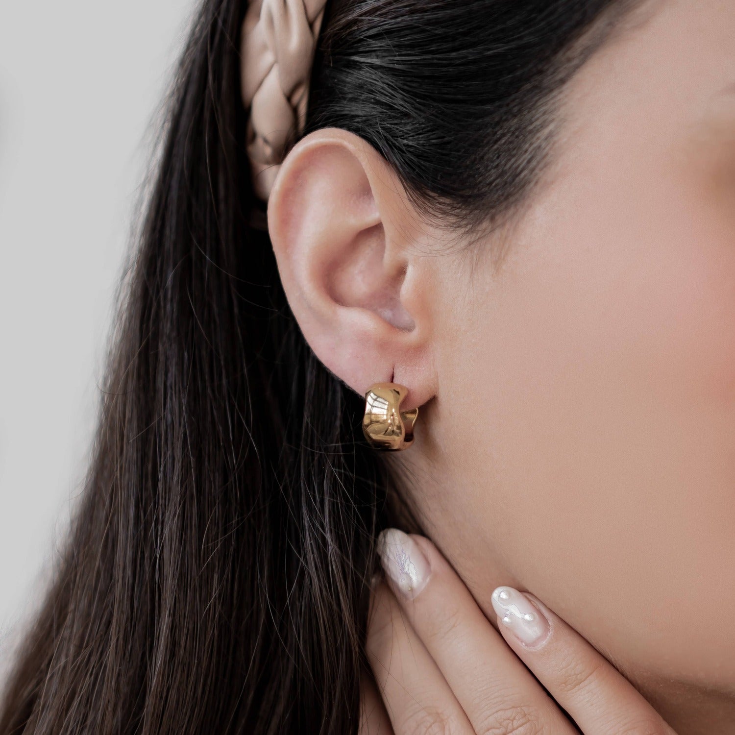 Chubby Wavy Hoop Earrings Stainless Steel