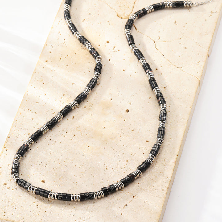 Collier Perles Noires Chunky Résistant à l’Eau