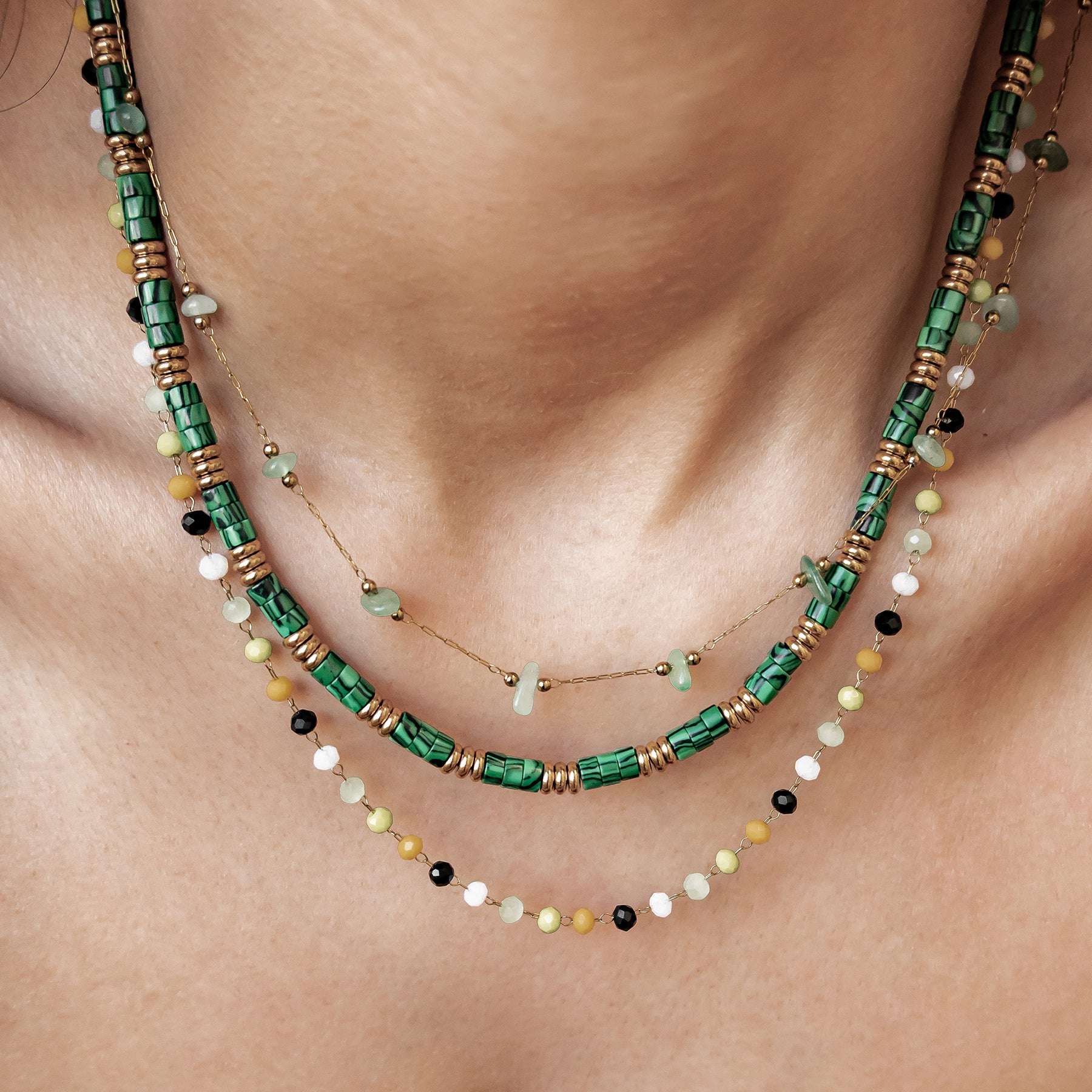 Collar Cuentas Verdes Chunky Waterproof