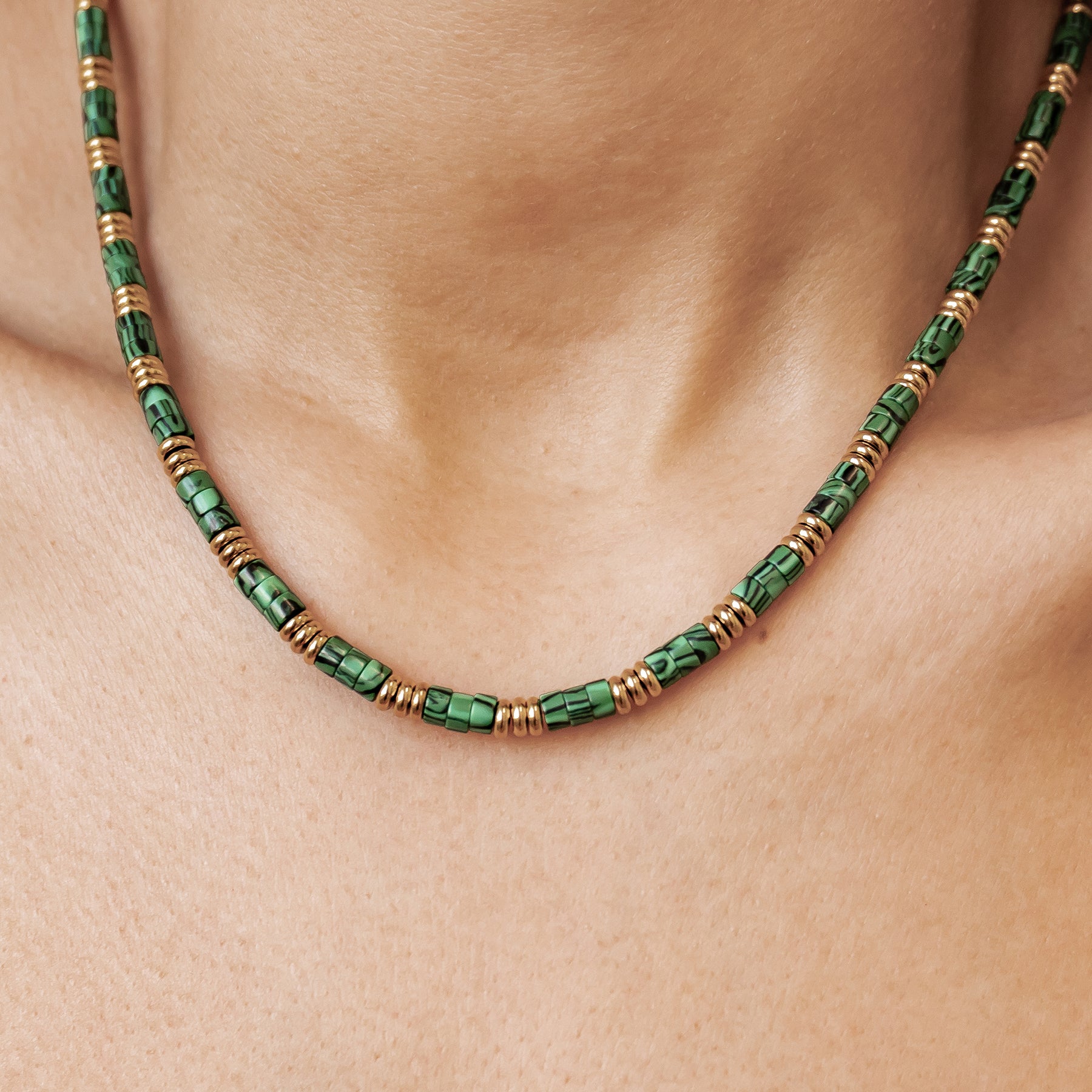 Collar Cuentas Verdes Chunky Waterproof