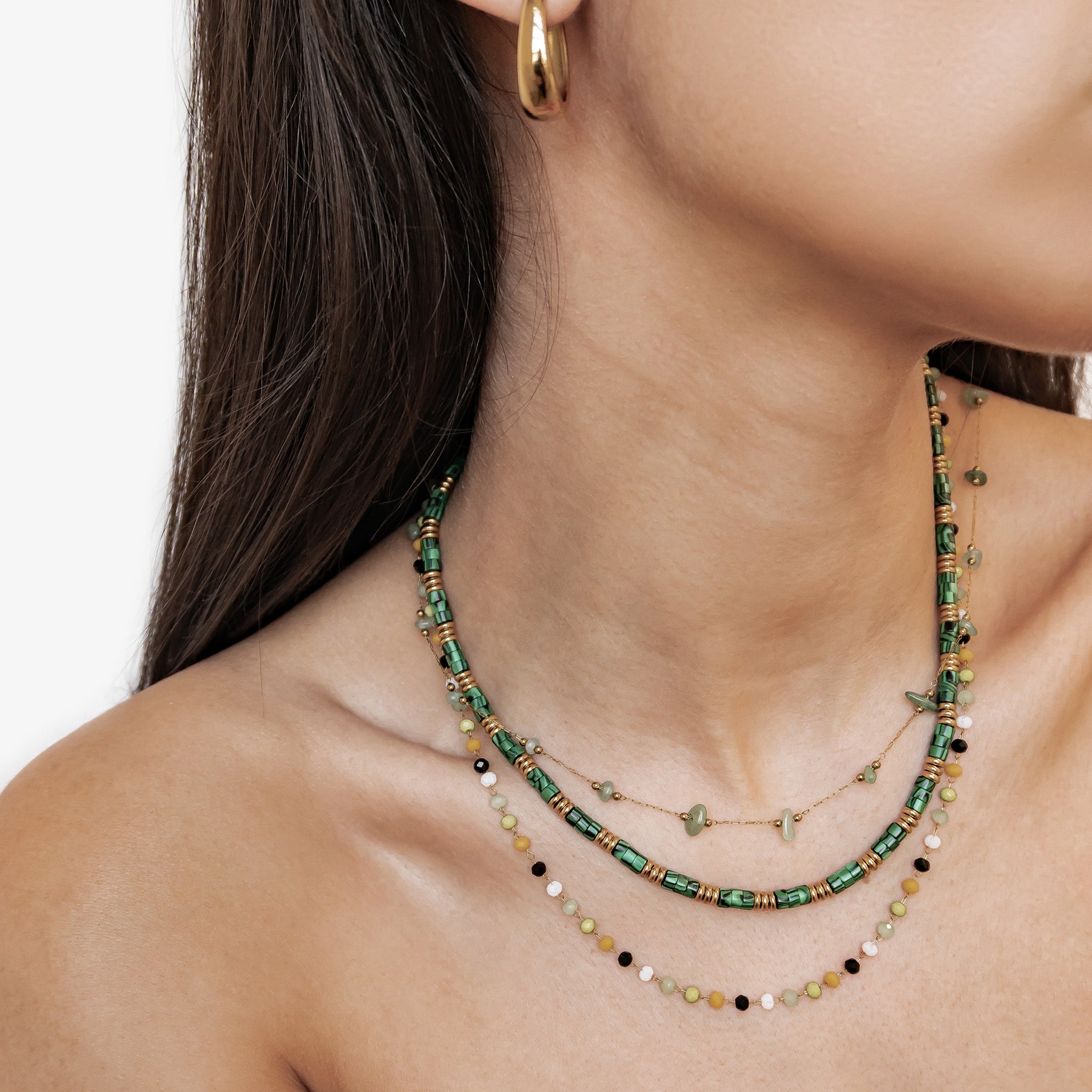Collar Cuentas Verdes Chunky Waterproof