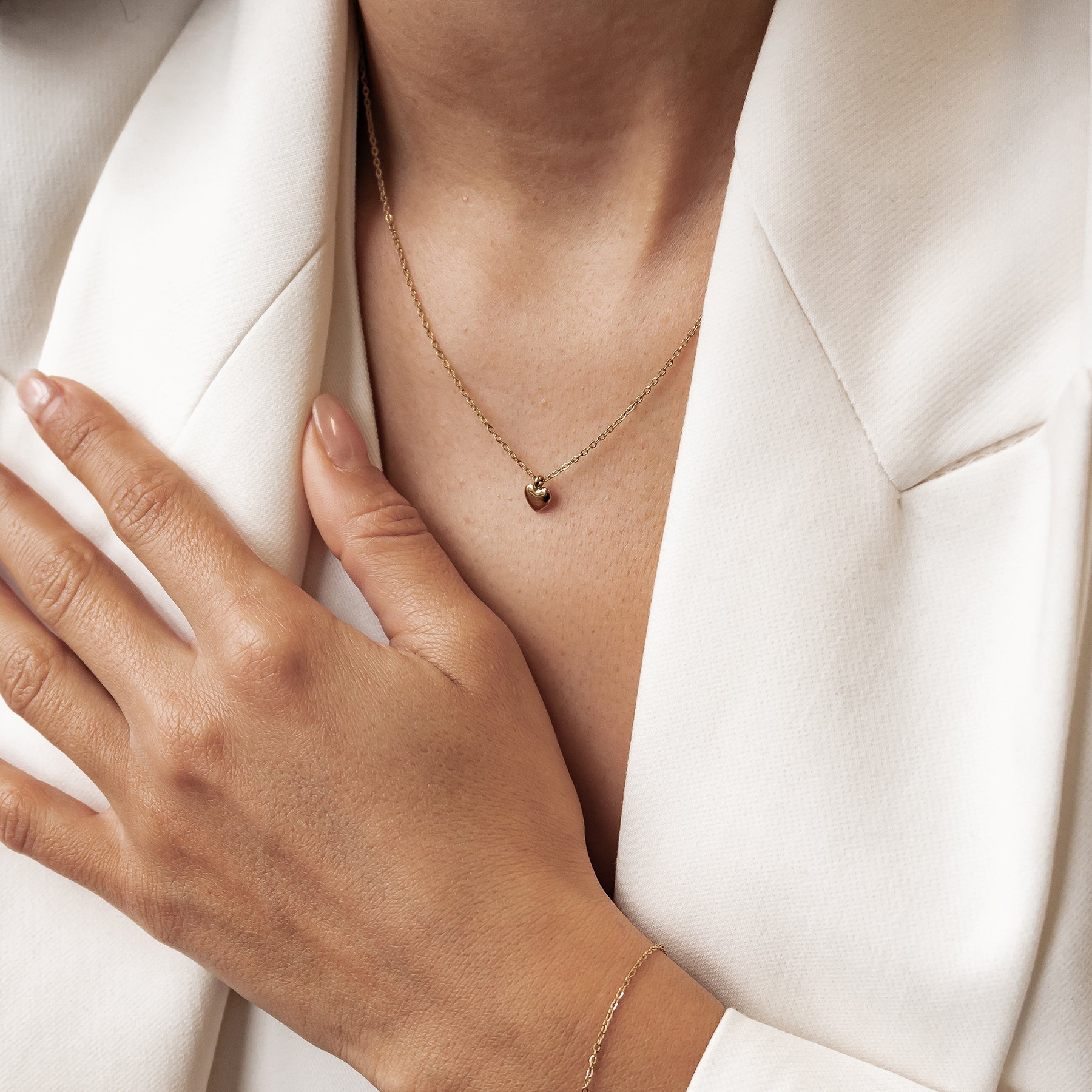 Chunky Heart Pendant Necklace Waterproof