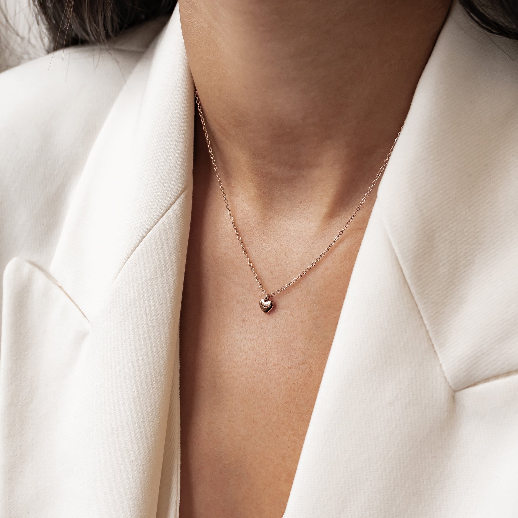 Chunky Heart Pendant Necklace Waterproof