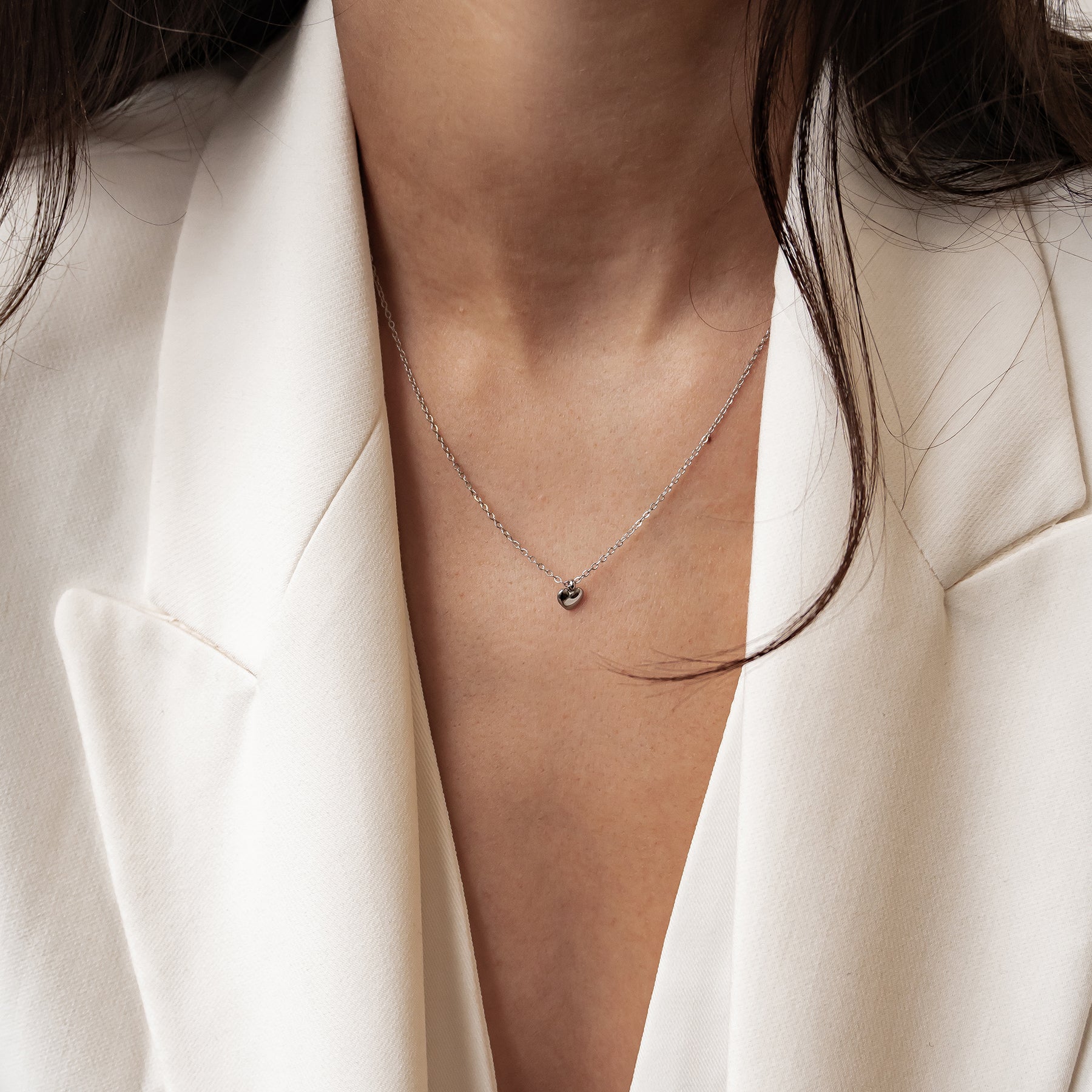 Chunky Heart Pendant Necklace Waterproof