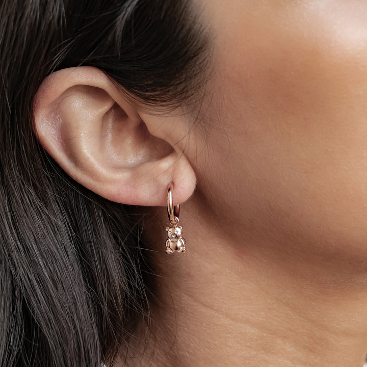 Chunky Teddy Bear Hoop Earrings Waterproof
