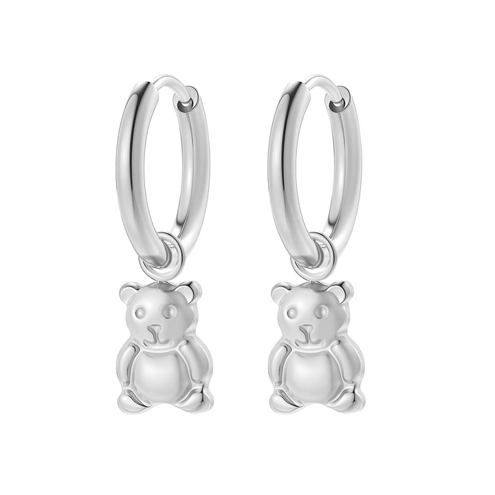 Chunky Teddy Bear Hoop Earrings Waterproof