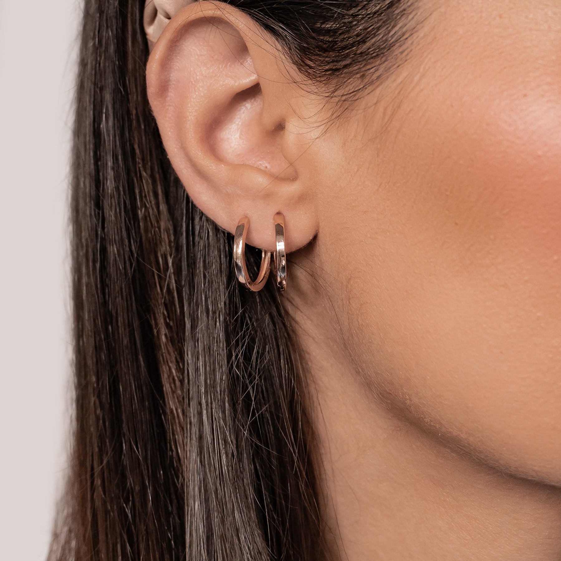 Boucles d’Oreilles Créoles Bande Classique Sterling Argent