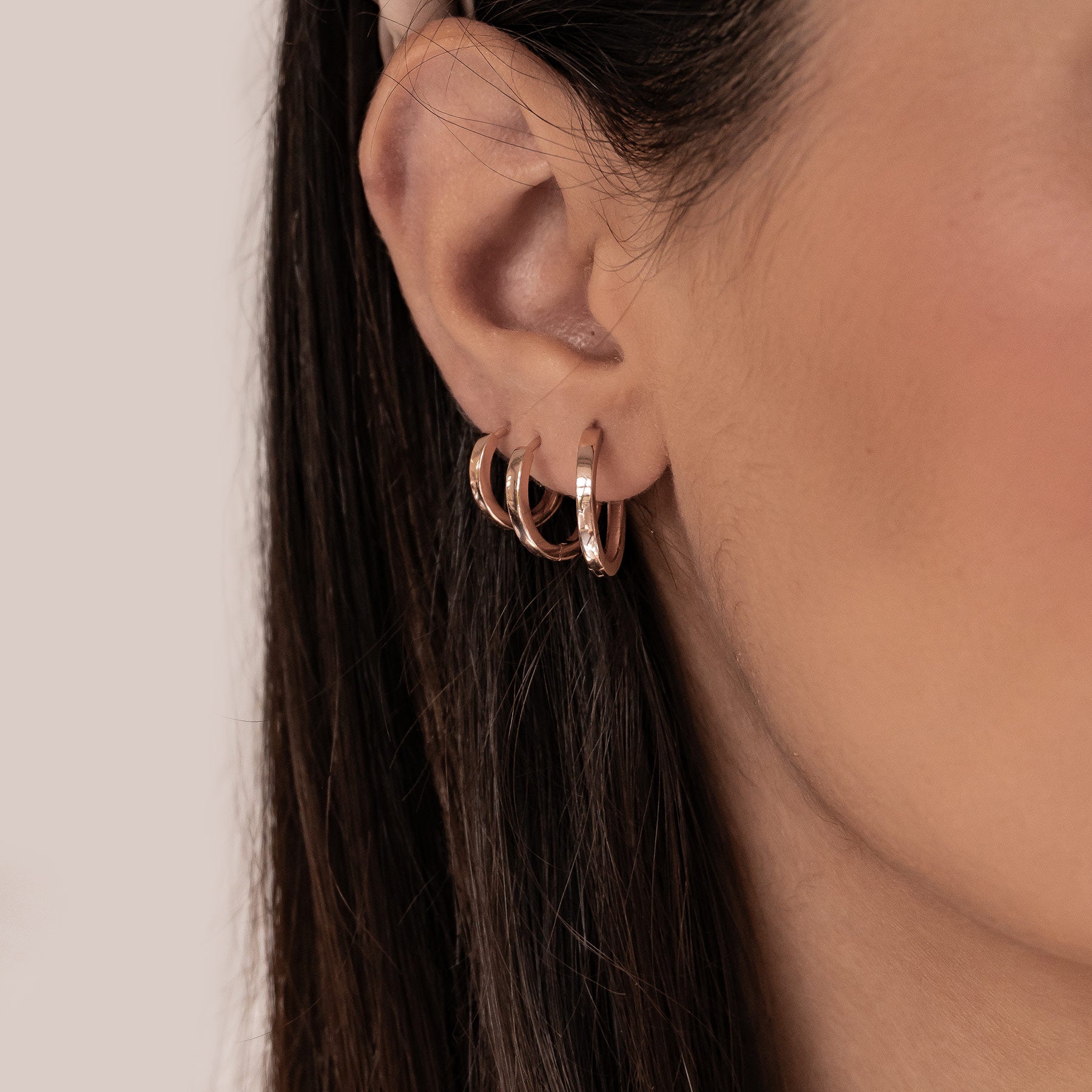 Boucles d’Oreilles Créoles Bande Classique Sterling Argent