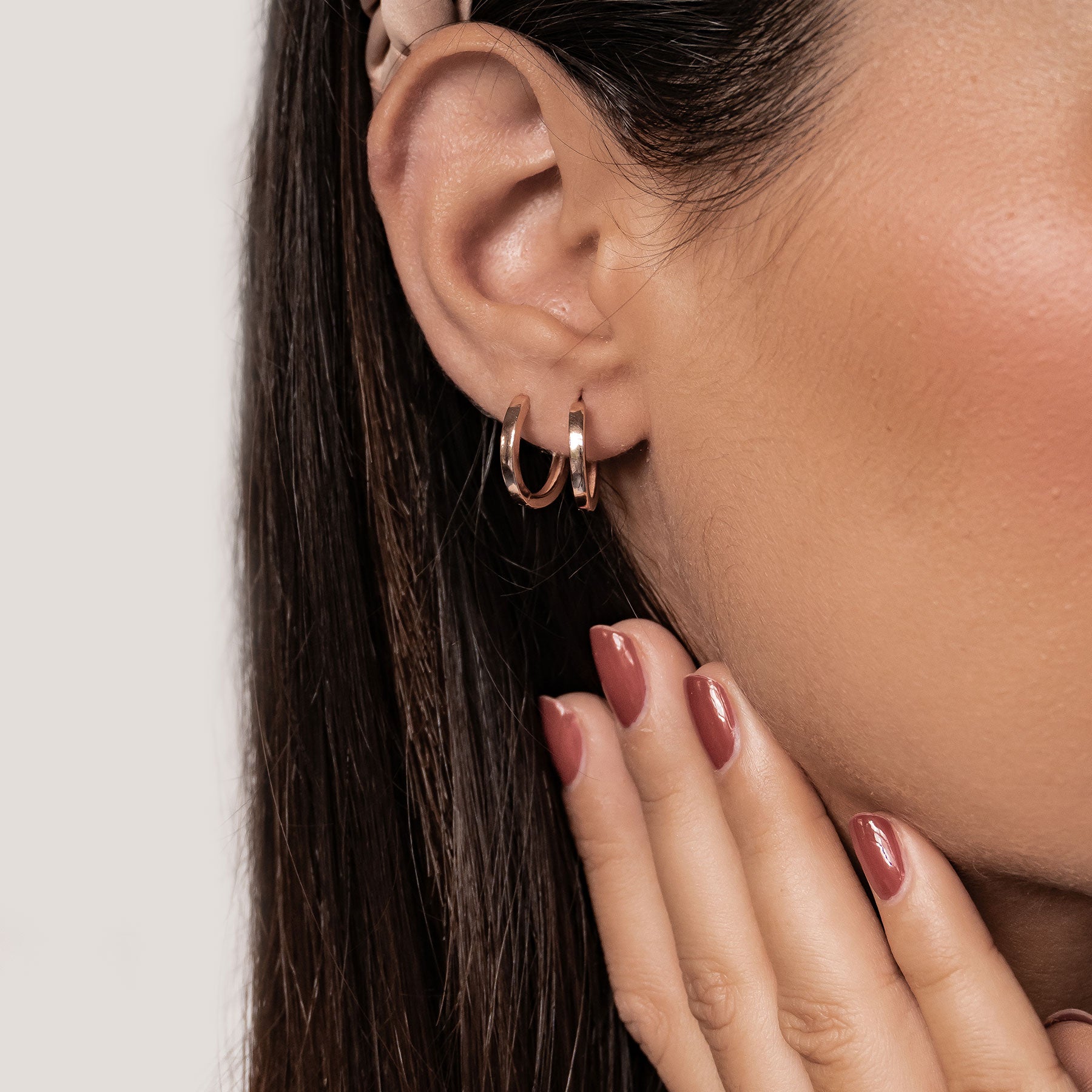 Boucles d’Oreilles Créoles Bande Classique Sterling Argent