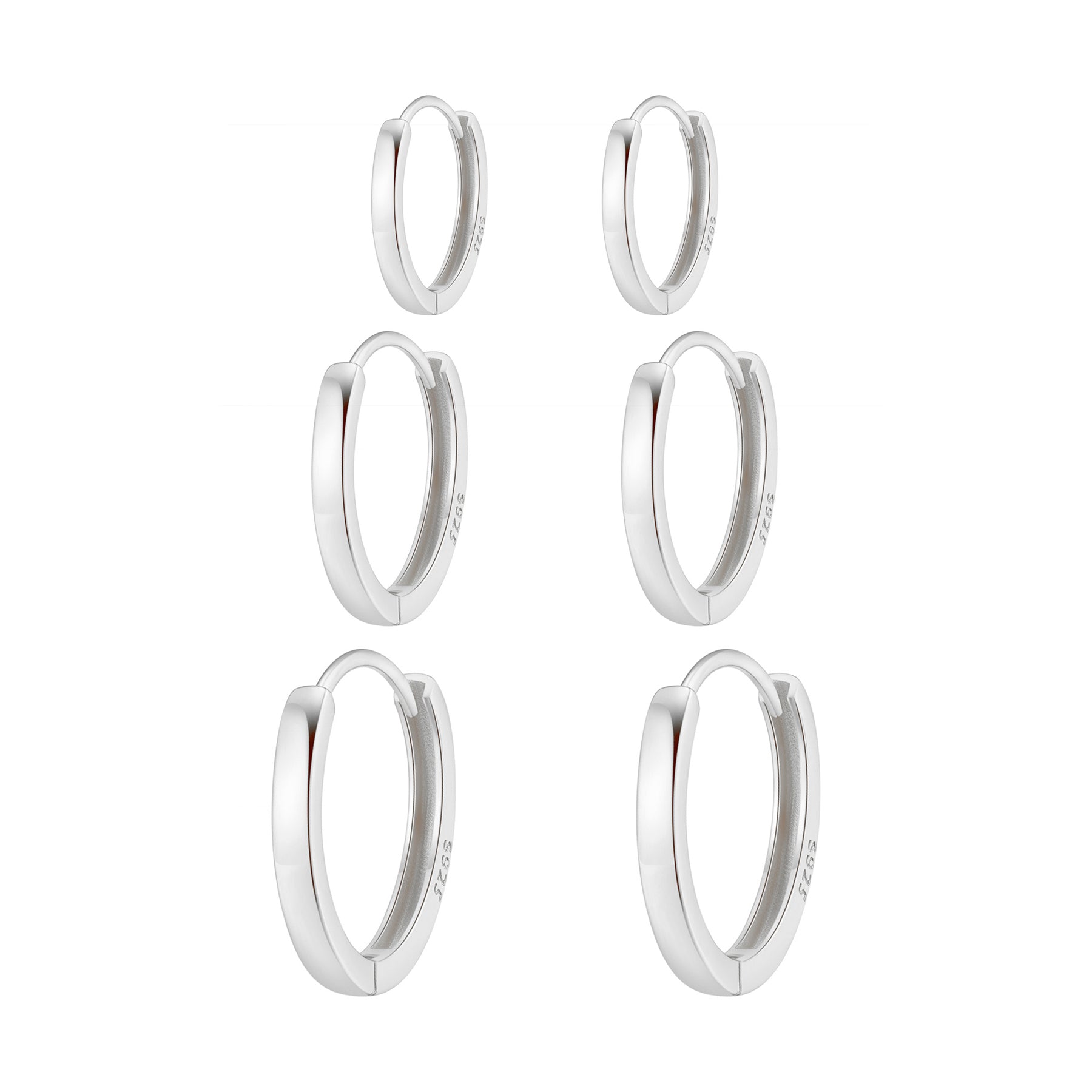 Classic Trio Band Hoop Earring Set Sterling Silver