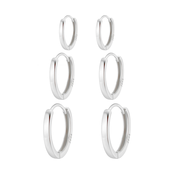 Set Créoles Trio Classiques Sterling Argent