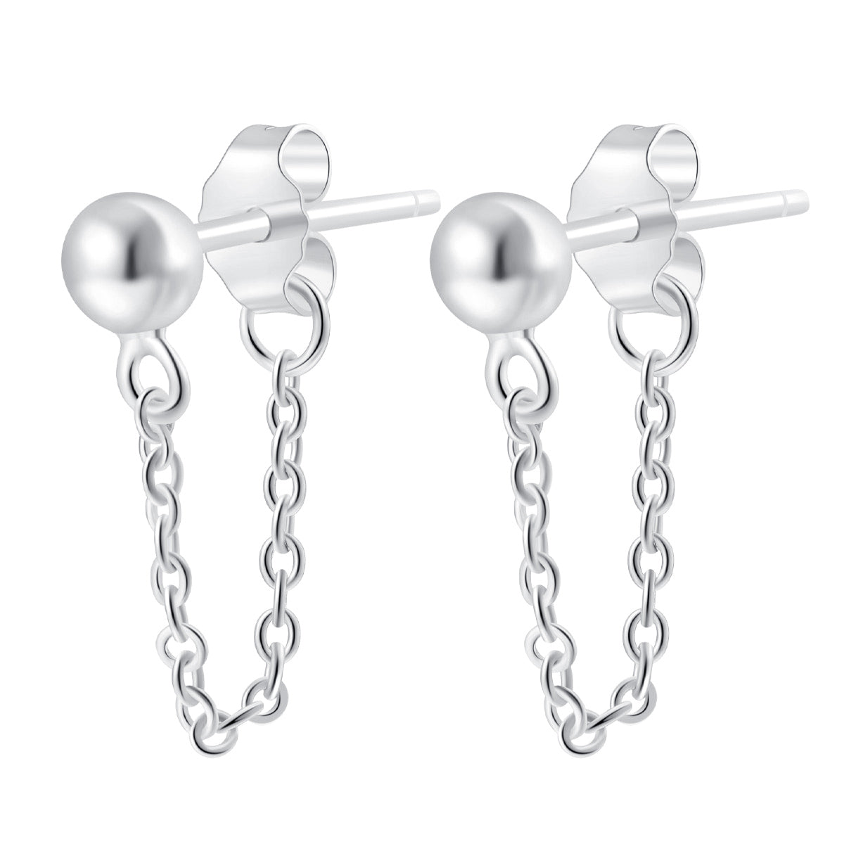 Boucles d'oreilles Chaîne Classique Sterling Argent