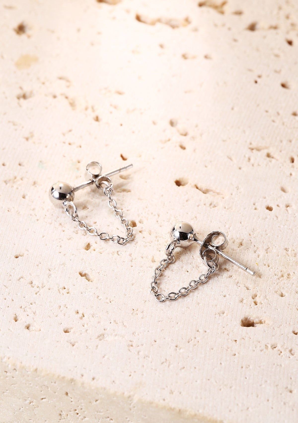 Classic Chain Stud Earrings Sterling Silver