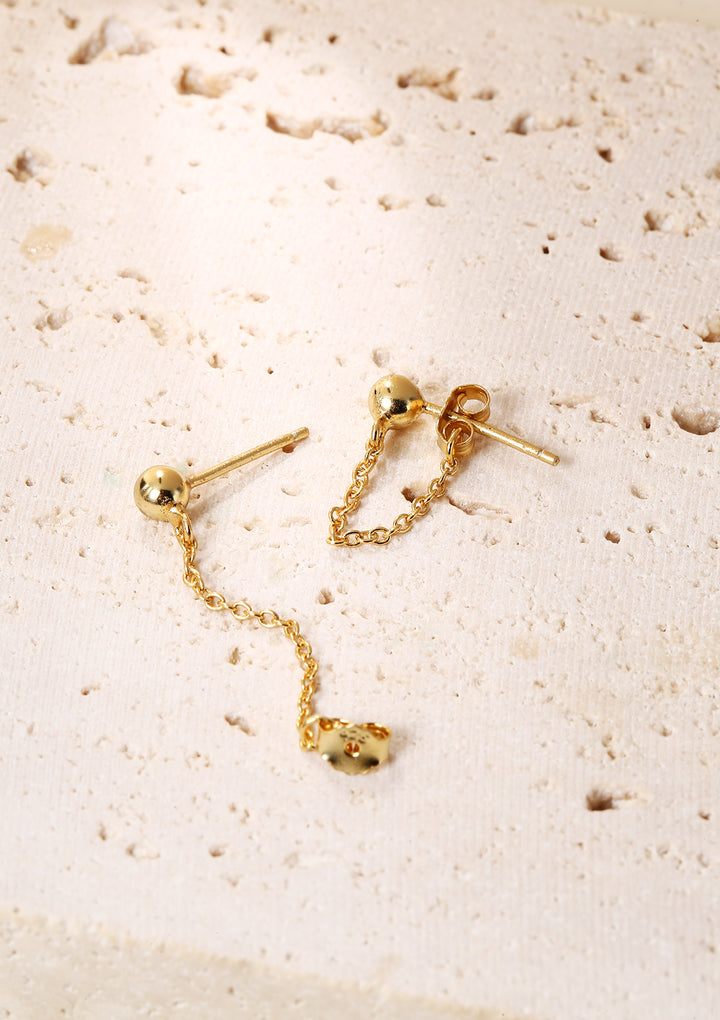 Boucles d'oreilles Chaîne Classique Argent Sterling en Or