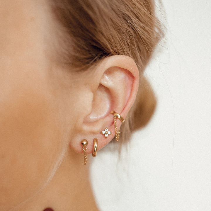 Boucles d'oreilles Chaîne Classique Argent Sterling en Or