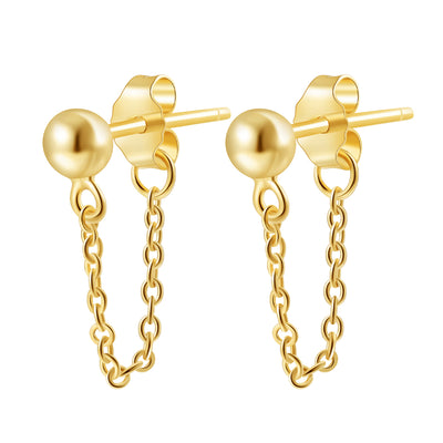 Classic Chain Stud Earrings Sterling Silver Gold