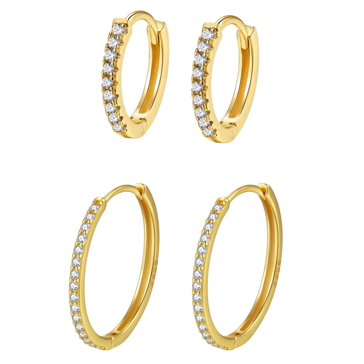Klare Steine Creolen Ohrringe Set aus Sterlingsilber