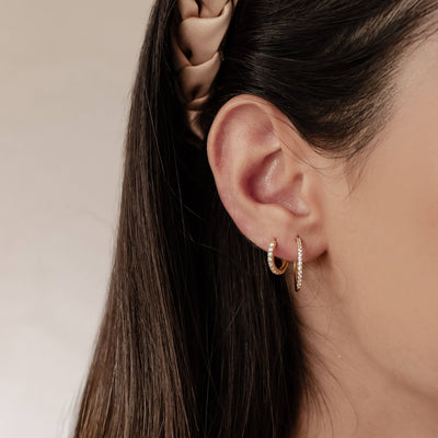 Klare Steine Creolen Ohrringe Set aus Sterlingsilber