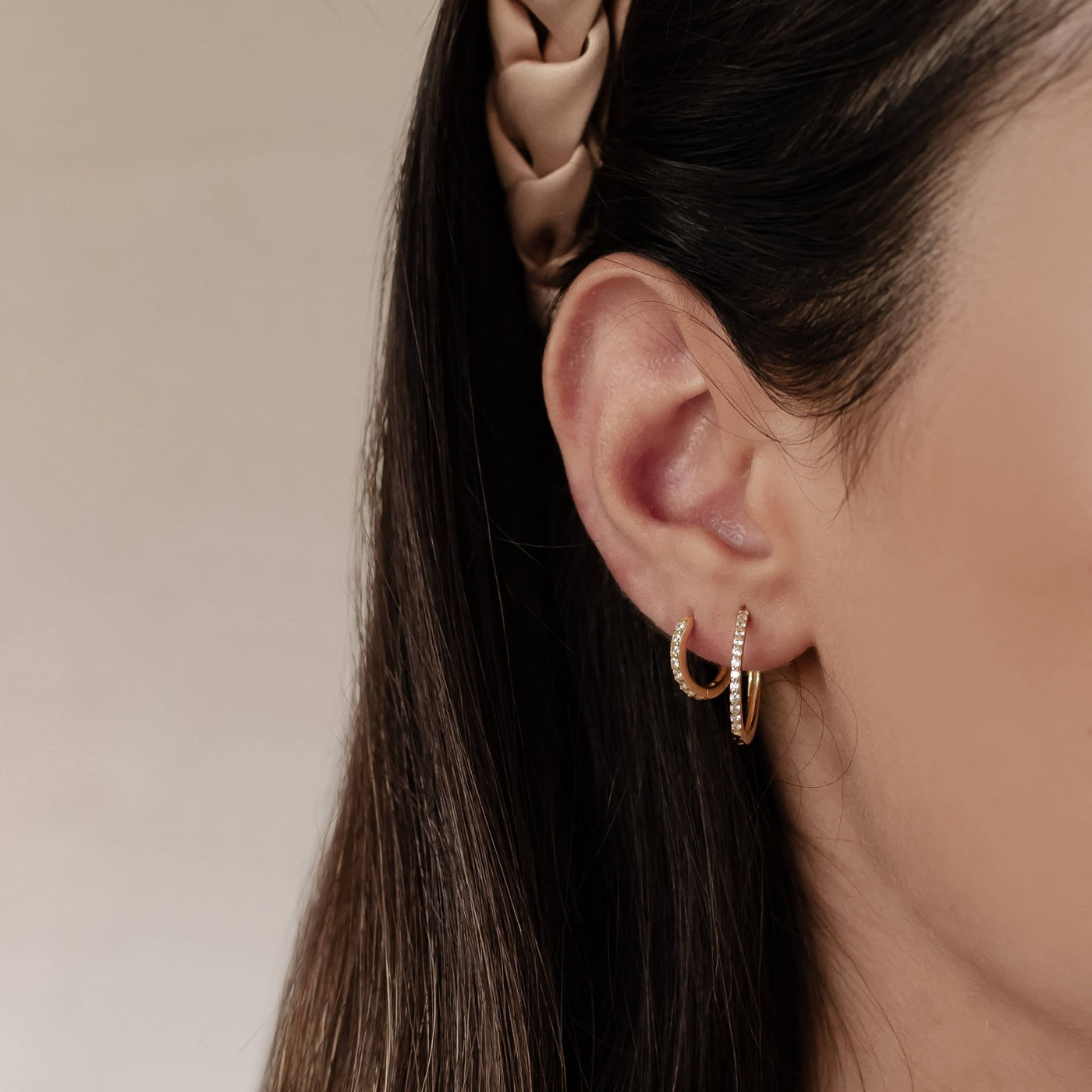 Klare Steine Creolen Ohrringe Set aus Sterlingsilber