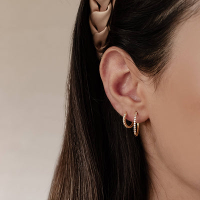 Klare Steine Creolen Ohrringe Set aus Sterlingsilber