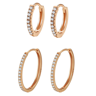 Klare Steine Creolen Ohrringe Set aus Sterlingsilber