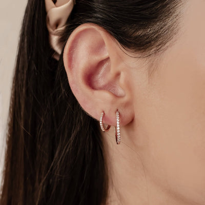 Klare Steine Creolen Ohrringe Set aus Sterlingsilber