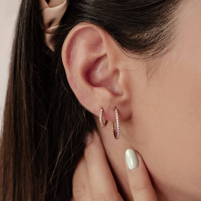 Klare Steine Creolen Ohrringe Set aus Sterlingsilber