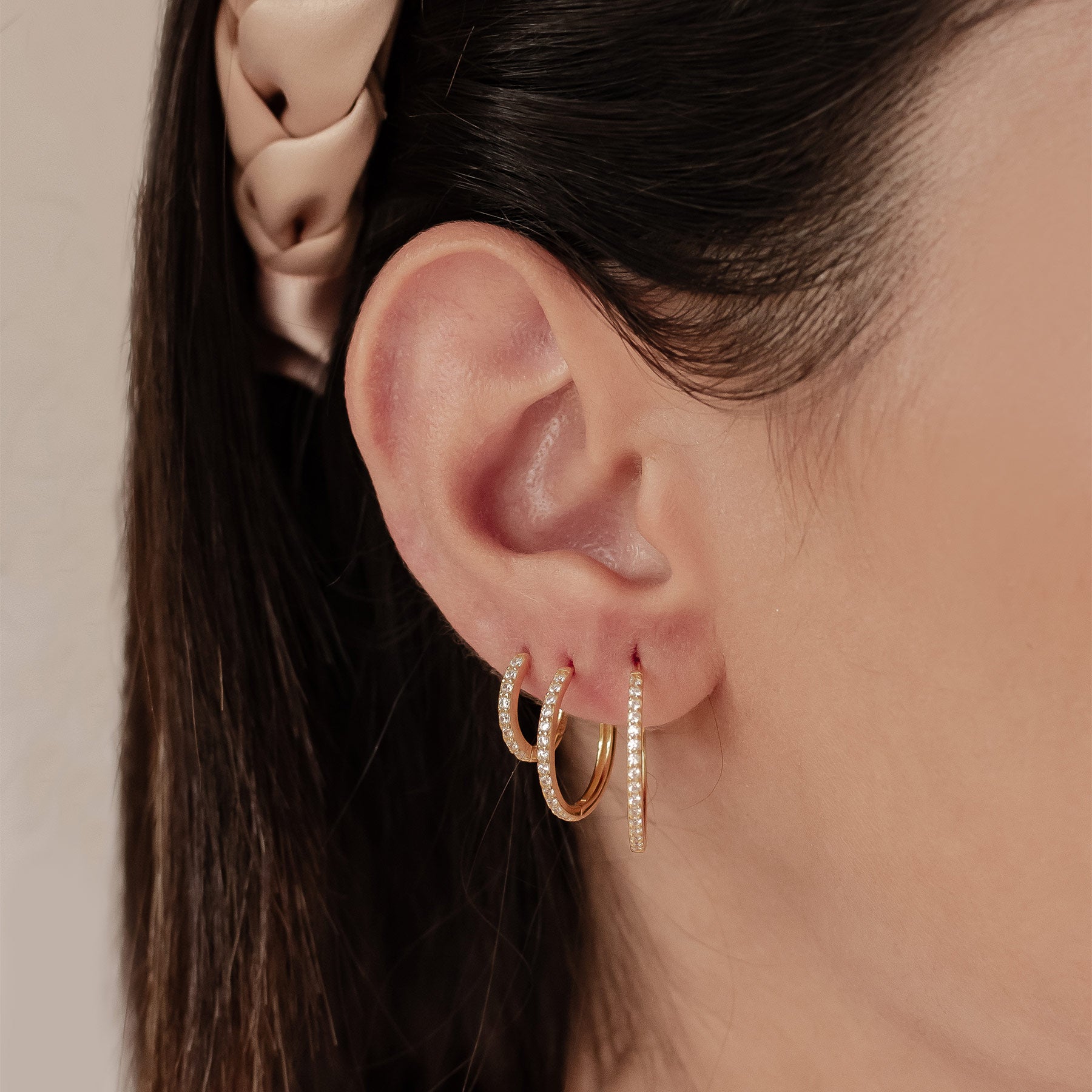 Boucles d’Oreilles Créoles Pierre Claire Sterling Argent