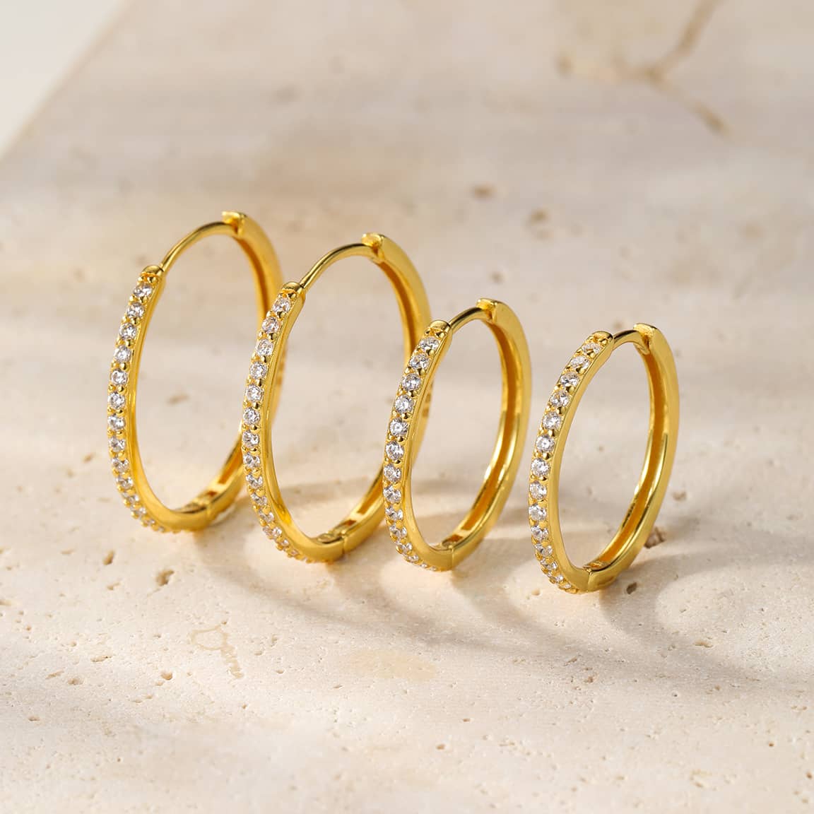 Boucles d’Oreilles Créoles Pierre Claire Sterling Argent