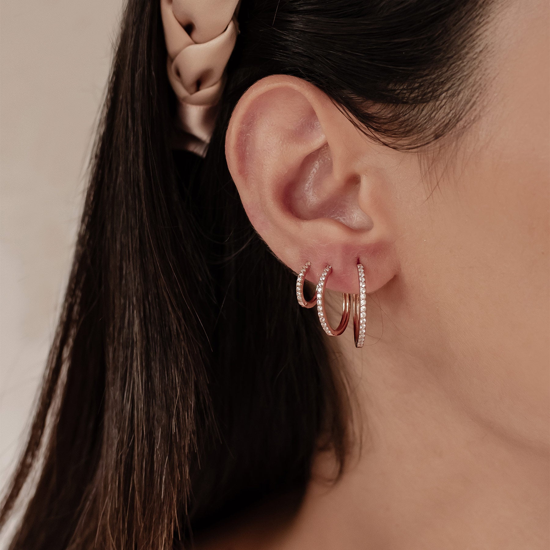 Boucles d’Oreilles Créoles Pierre Claire Sterling Argent