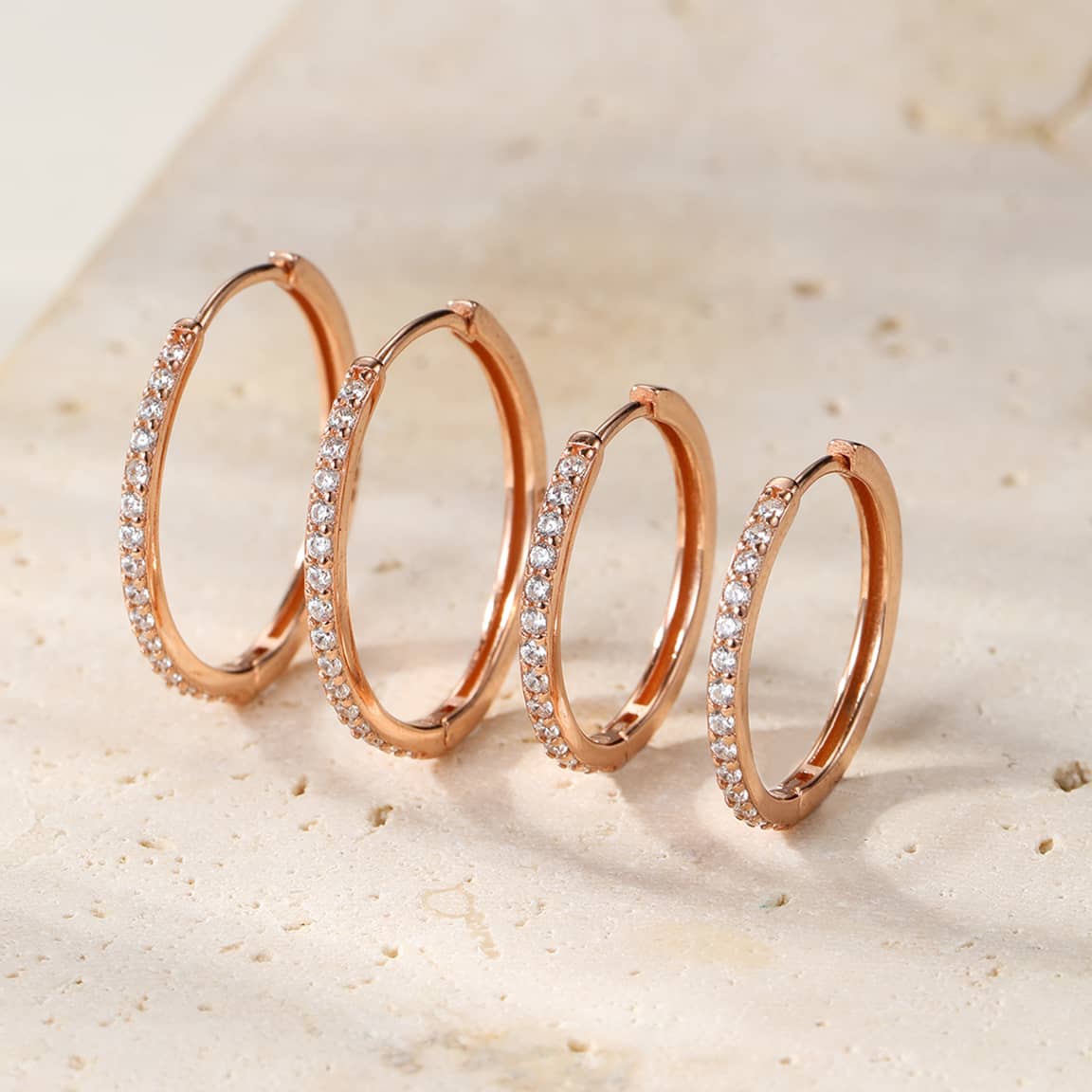 Boucles d’Oreilles Créoles Pierre Claire Sterling Argent