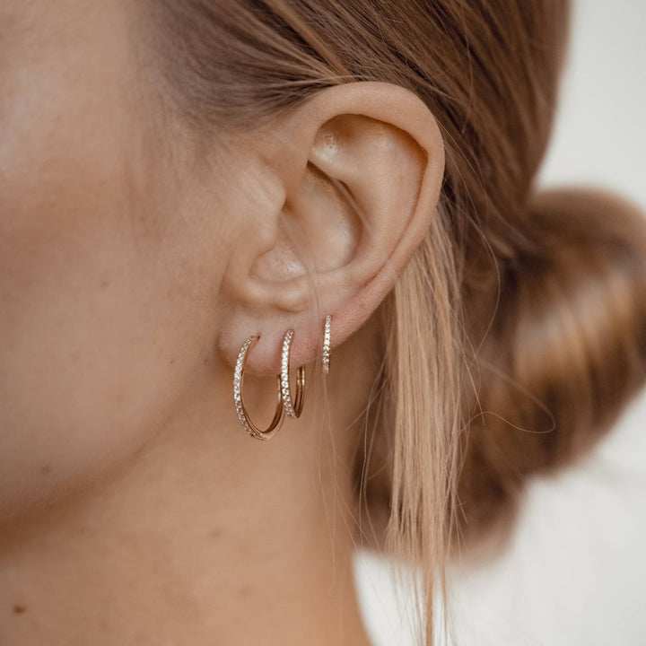 Clear Stone Hoop Earrings Sterling Silver