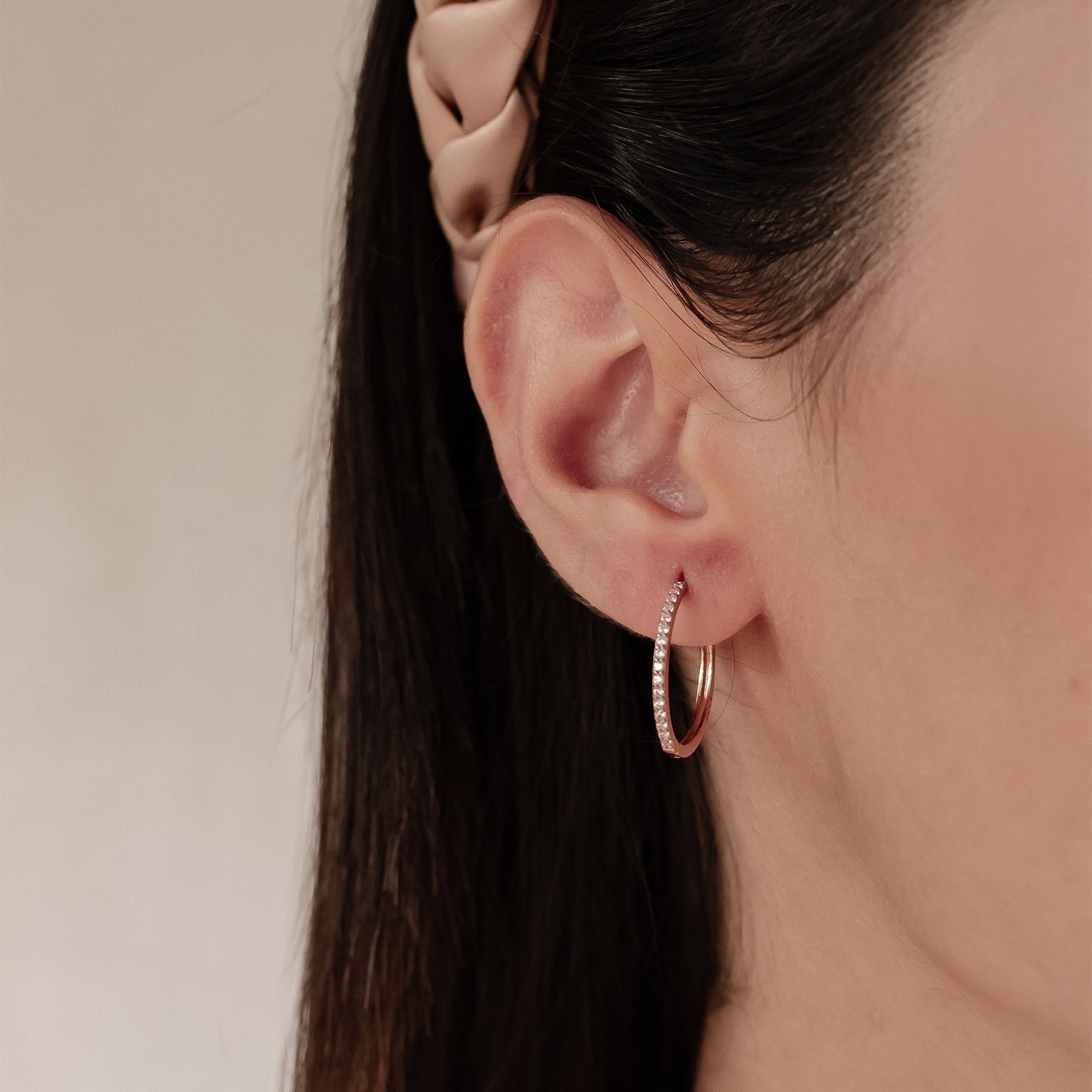 Boucles d’Oreilles Créoles Pierre Claire Sterling Argent