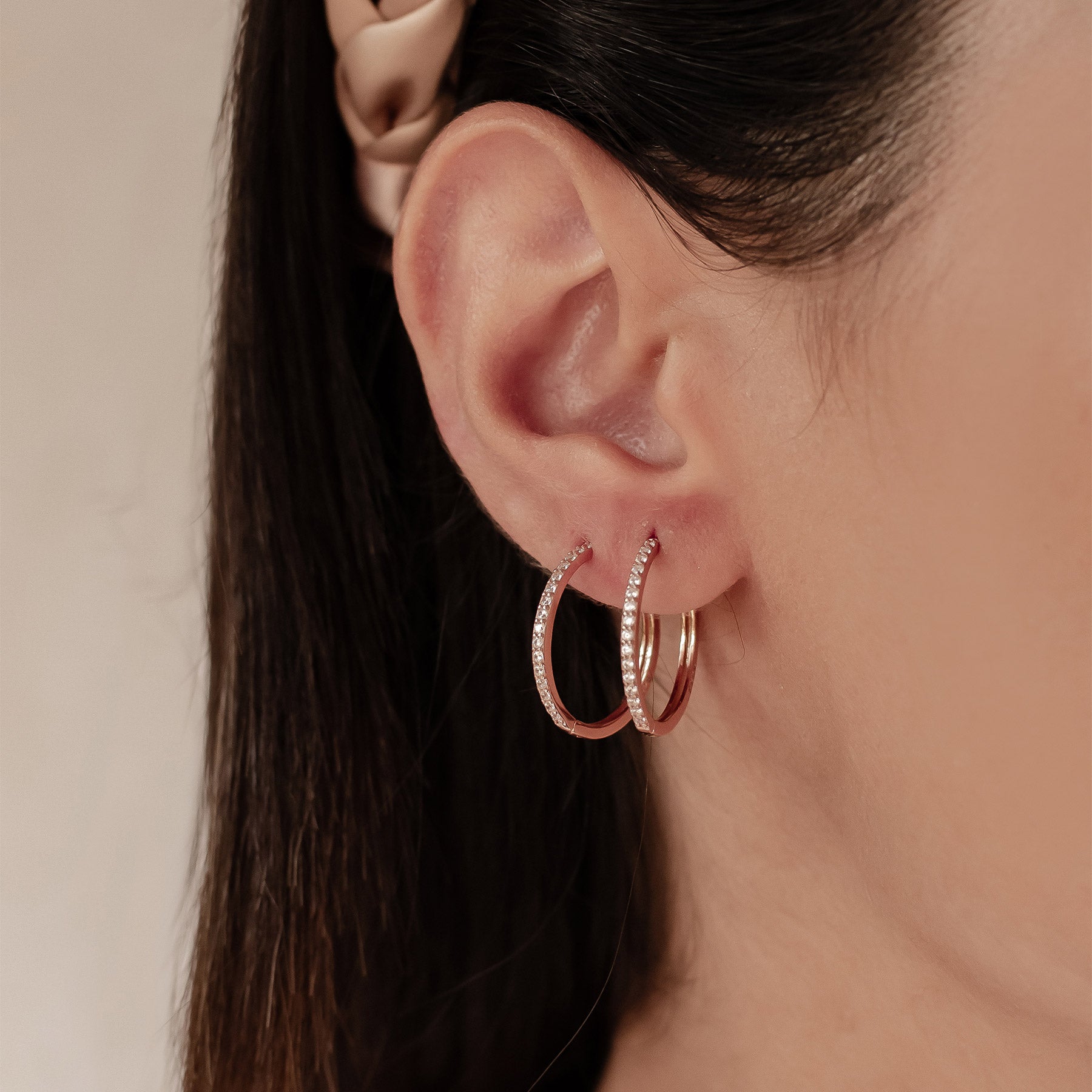 Boucles d’Oreilles Créoles Pierre Claire Sterling Argent