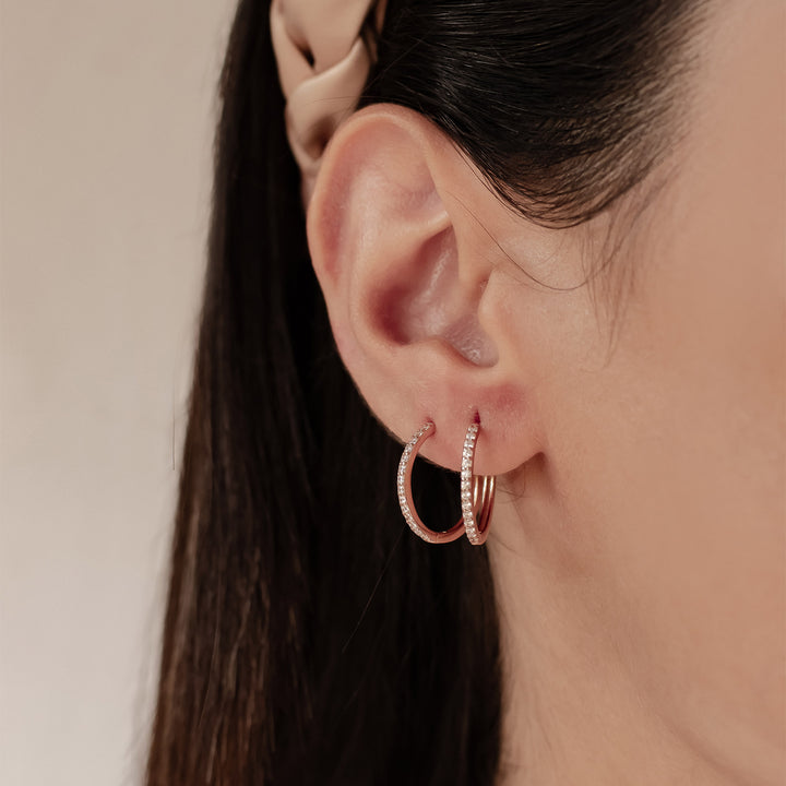 Clear Stone Hoop Earrings Sterling Silver