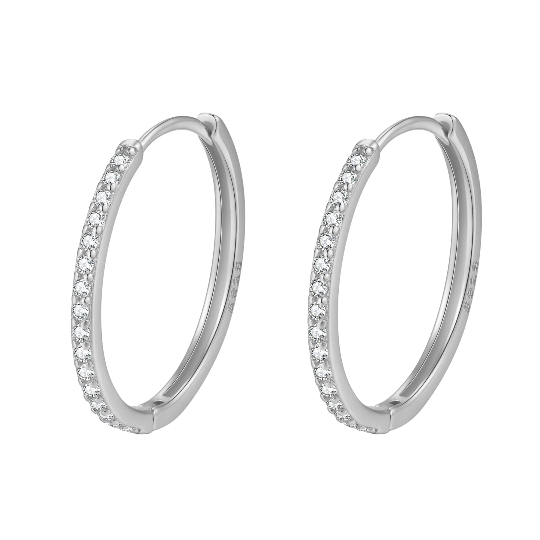 Boucles d’Oreilles Créoles Pierre Claire Sterling Argent