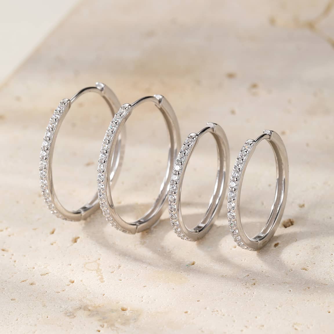Boucles d’Oreilles Créoles Pierre Claire Sterling Argent