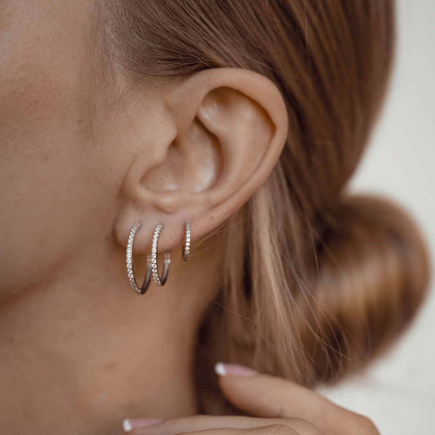 Boucles d’Oreilles Créoles Pierre Claire Sterling Argent