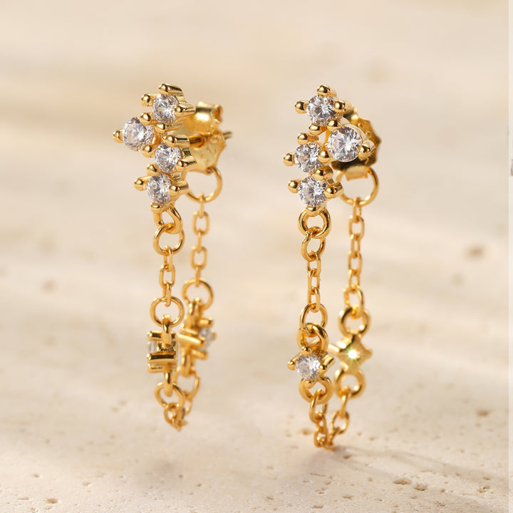Boucles d’Oreilles Chaîne Bouquet Blossom Argent Sterling