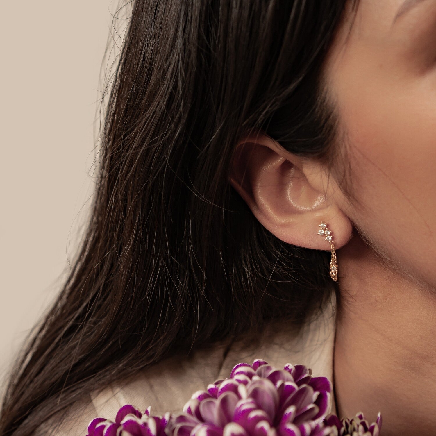 Pendientes de Cadena Ramillete Blossom Plata de Ley 925