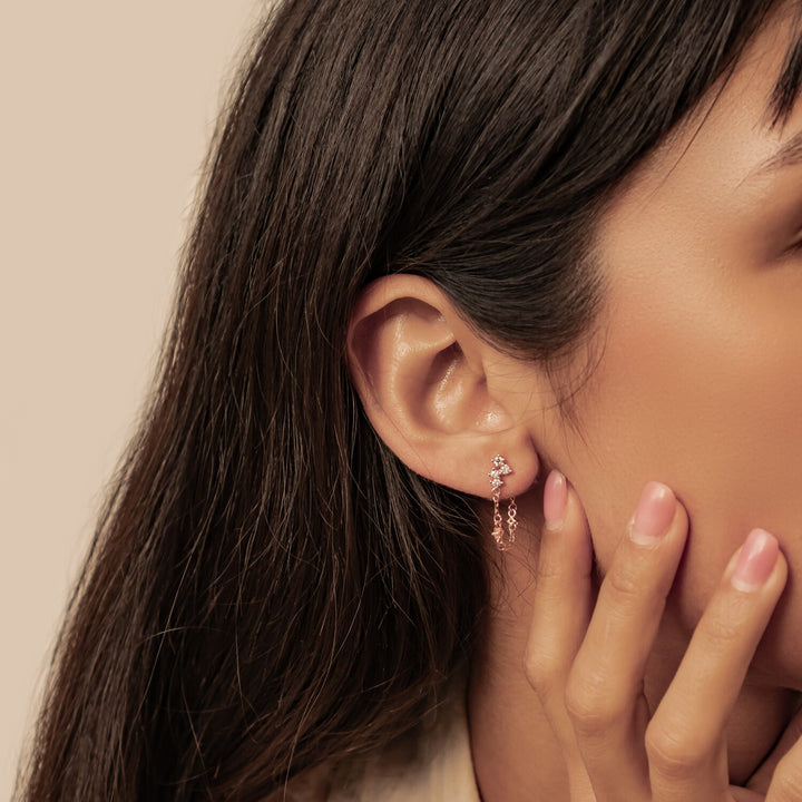 Boucles d’Oreilles Chaîne Bouquet Blossom Argent Sterling
