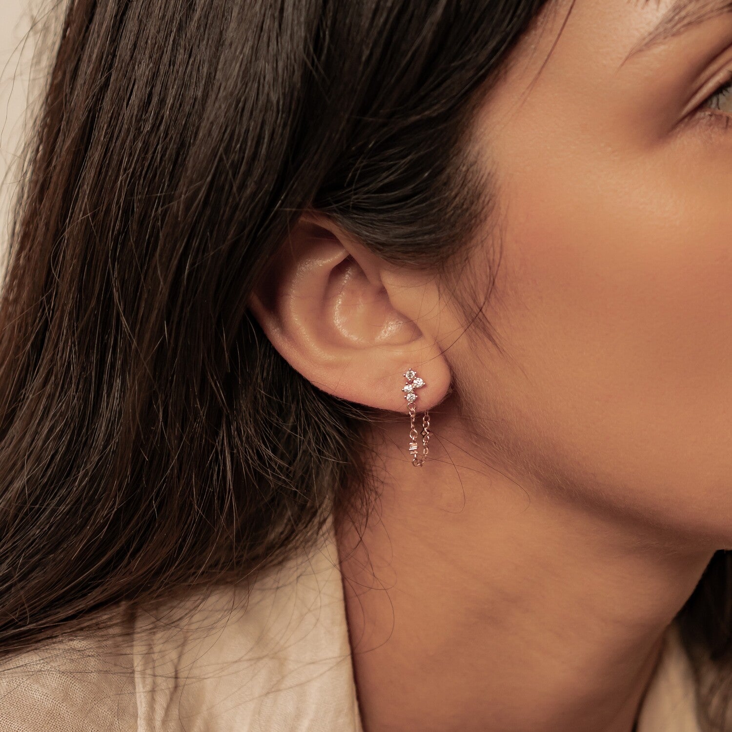 Pendientes de Cadena Ramillete Blossom Plata de Ley 925