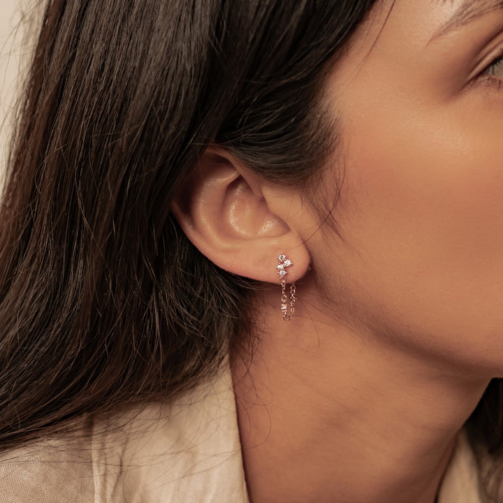 Boucles d’Oreilles Chaîne Bouquet Blossom Argent Sterling